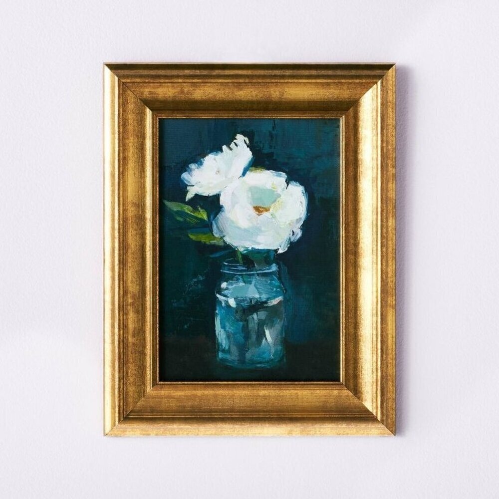 11x14 Floral Arrangement‎ Framed Wall Art Canvas Navy - Threshold Studio McGee